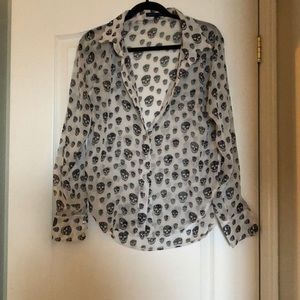 Sheer skull printed blouse